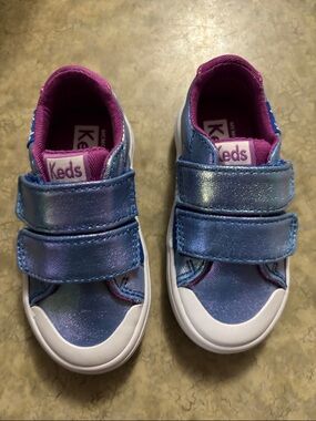 Keds Kids Iridescent Blue and Purple Velcro Sneakers